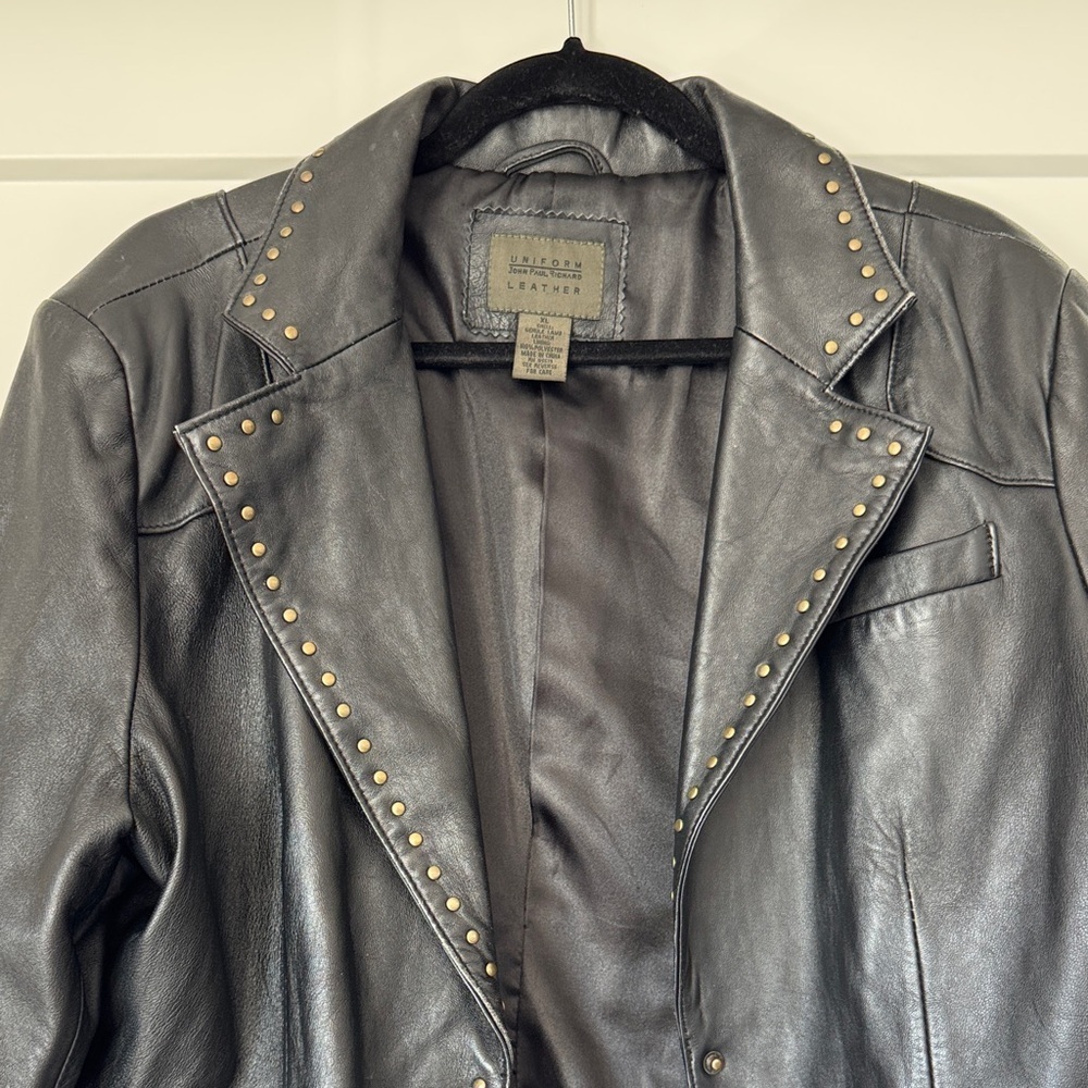 Black Lamb’s Leather Blazer with Studs - Picture 3 of 16